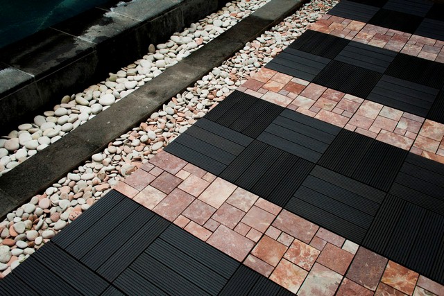 Garden Deck Tile Gray WPC Maroon Patchwork natural Stone