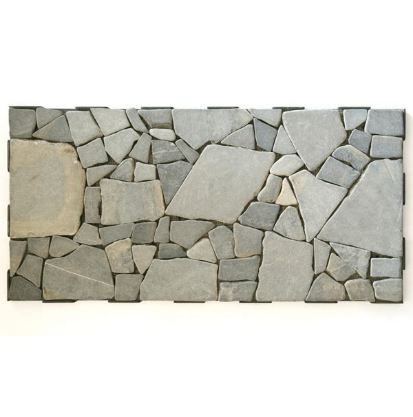 Light Large Stone Mosaic 60x30 Garden Tile from the side